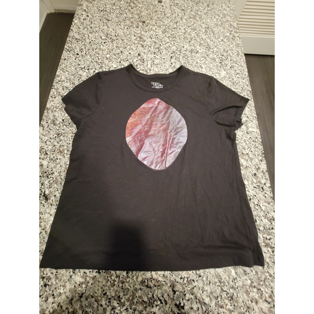 Time and Tru Black T Shirt Graphic Print XL Women's